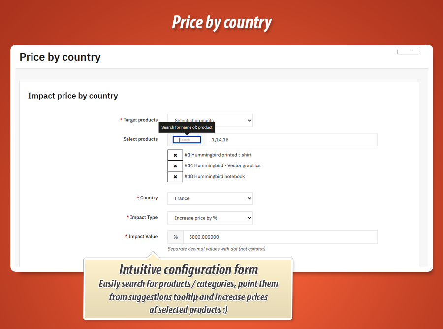 Foto 2: Preise nach Land erhöhen