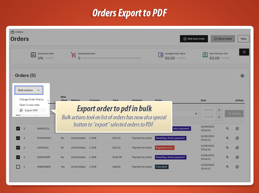 Image 11: Order PDF Export & Warehouse Checklist
