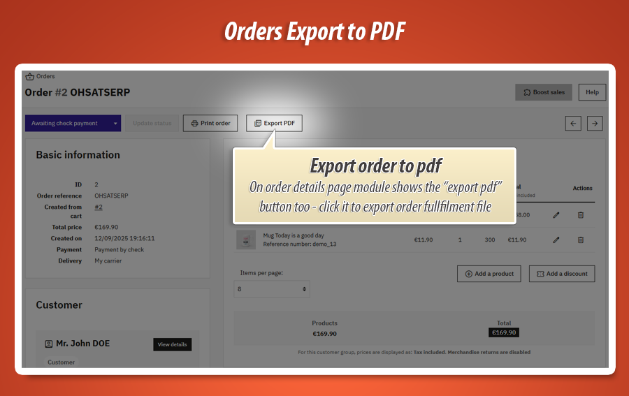 Image 10: Order PDF Export & Warehouse Checklist
