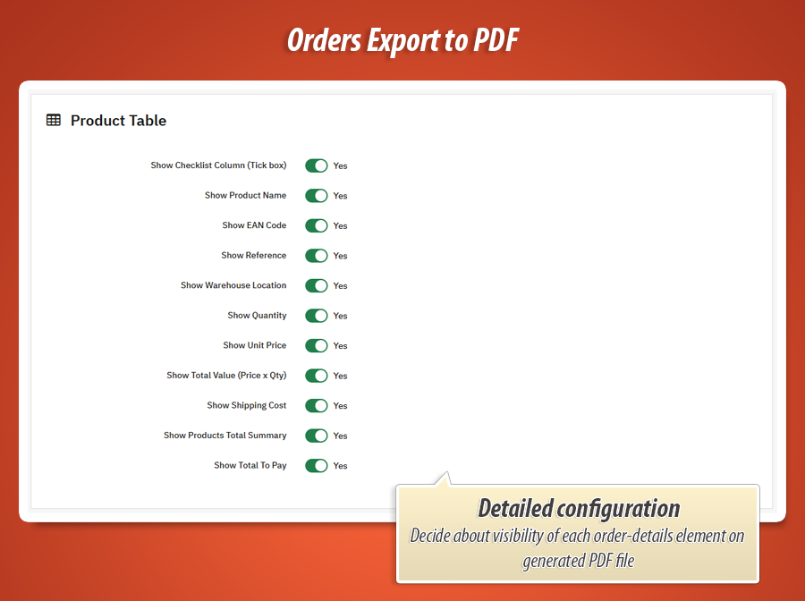 Image 5: Order PDF Export & Warehouse Checklist