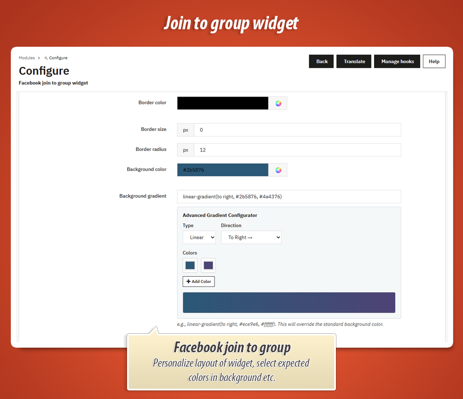 Kuva 3: Facebook-ryhmään liittyvä widget