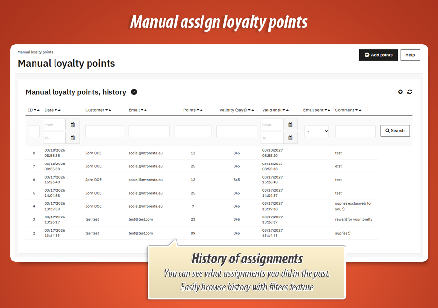 Image 2: Manual Loyalty Points & History
