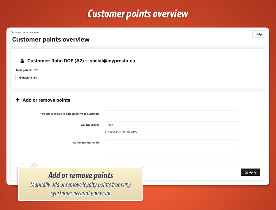 Image 2: Loyalty points – Customer overview & points management