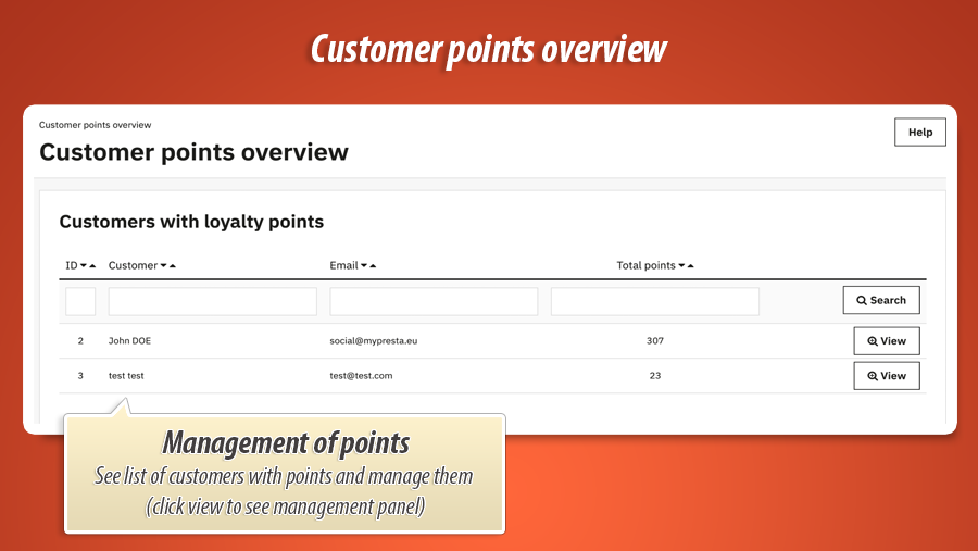 Image 3: Loyalty points – Customer overview & points management