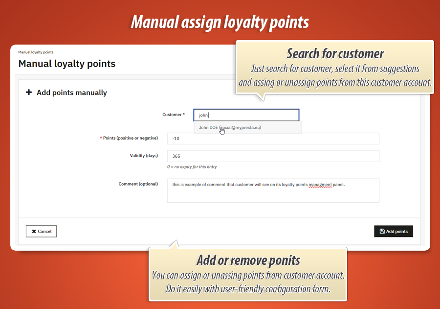 Image 1: Manual Loyalty Points & History