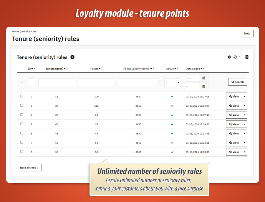 Image 3: Loyalty points – Tenure (seniority) rules