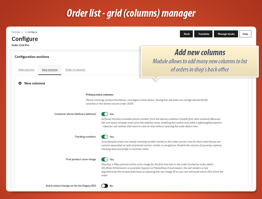 Image 6: Order Grid Pro - columns & layout of list of orders