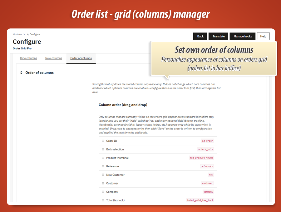 Image 2: Order Grid Pro - columns & layout of list of orders