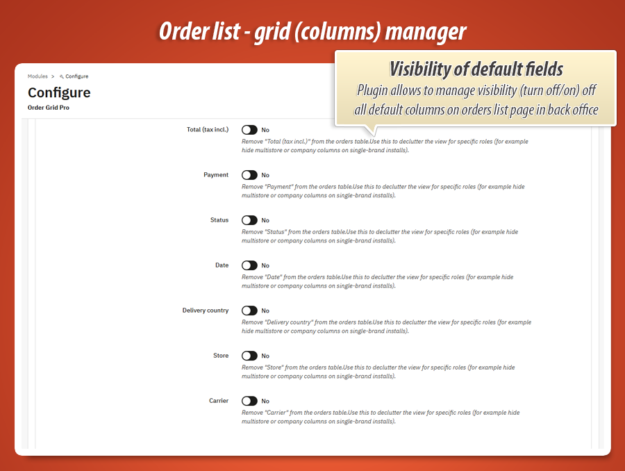 Image 7: Order Grid Pro - columns & layout of list of orders