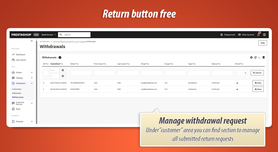 Foto 7: Return Button Free - Desistimiento UE (Gratis)