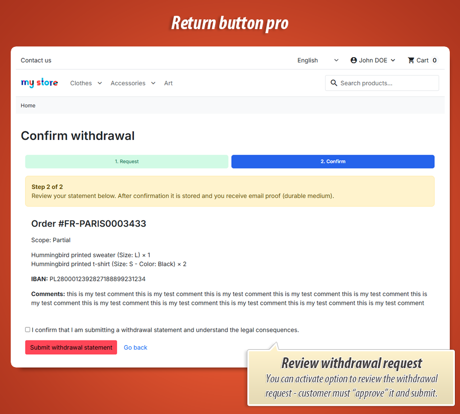 Foto 8: EU Retourknop – Online herroepingsformulier