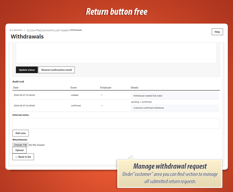 Foto 9: Return Button Free - Desistimiento UE (Gratis)