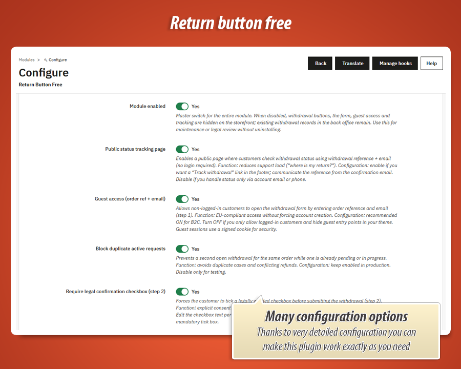 Foto 12: Return Button Free - Desistimiento UE (Gratis)