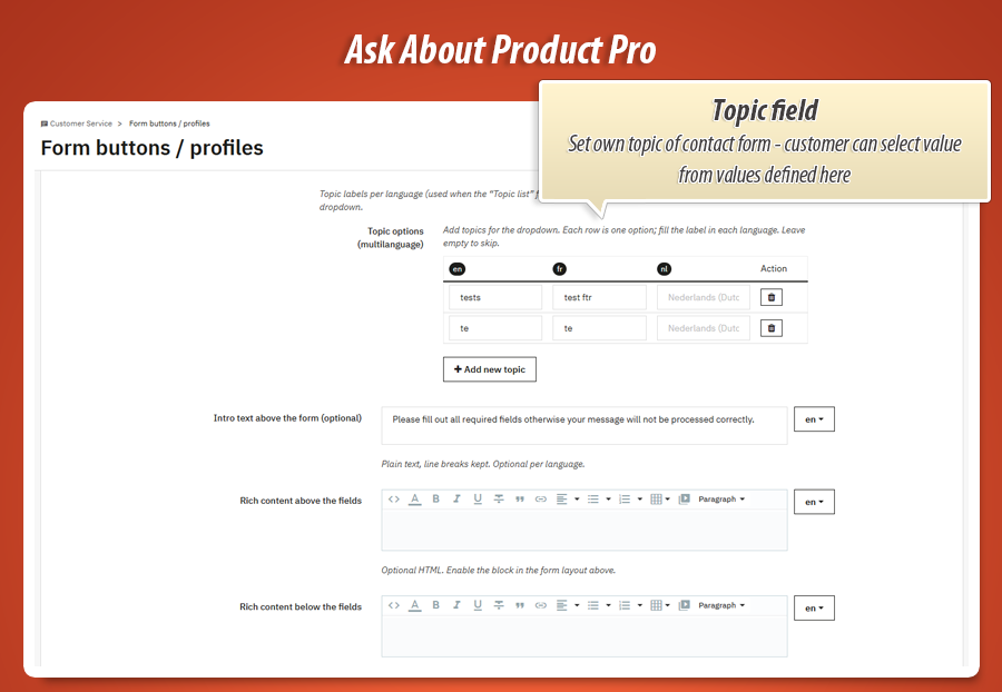 Foto 10: Vraag over product - contactformulieren pro