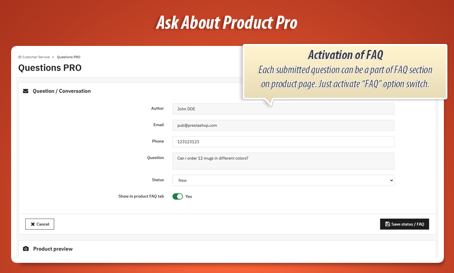 Foto 4: Vraag over product - contactformulieren pro