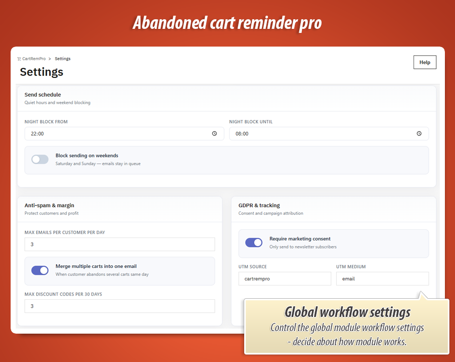 Foto 2: Abandoned Cart Reminder Pro – Drip-E-Mails, Rabattcodes & ROI