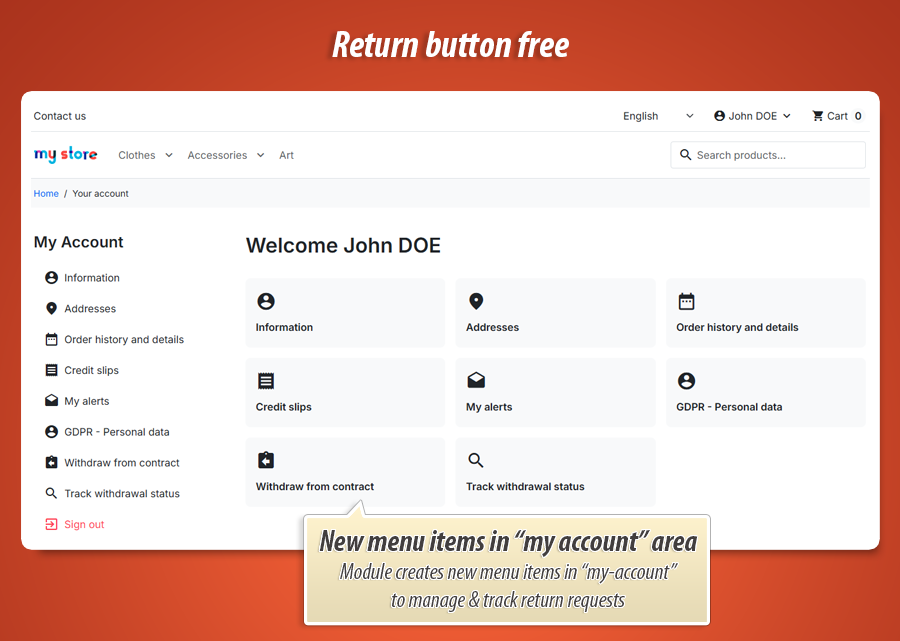 Foto 1: Return Button Free - Desistimiento UE (Gratis)