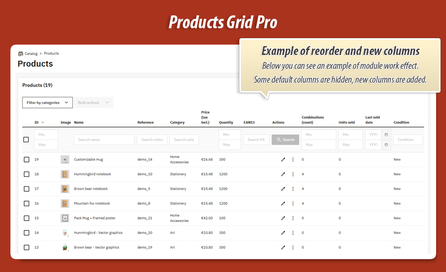 Foto 2: Product Grid Pro – kolommen & lay-out productlijst