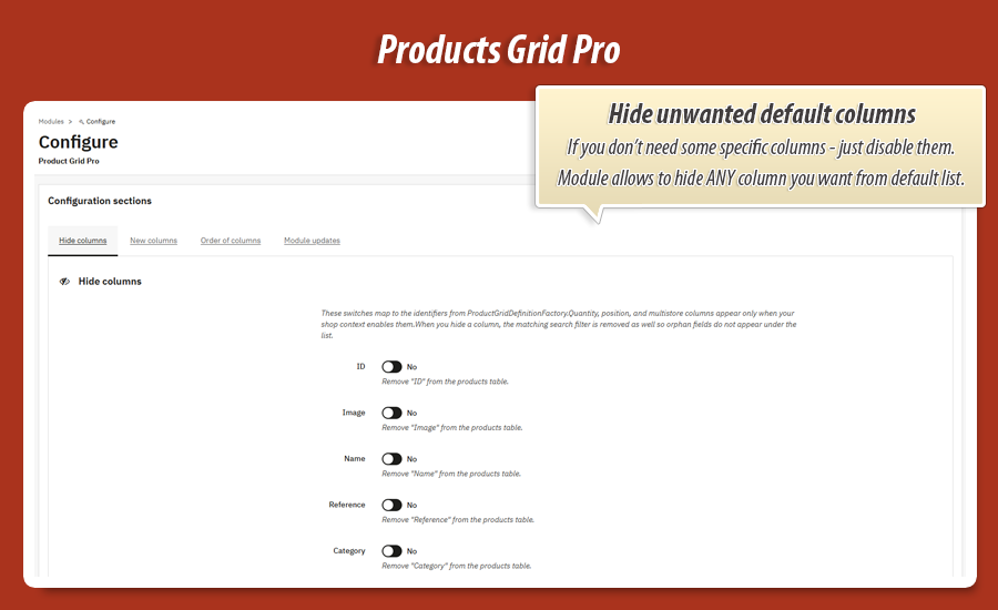 Foto 3: Product Grid Pro – kolommen & lay-out productlijst
