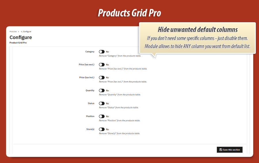 Foto 4: Product Grid Pro – kolommen & lay-out productlijst