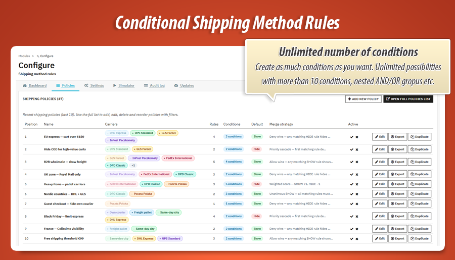 Image 8: Conditional Shipping Method Rules