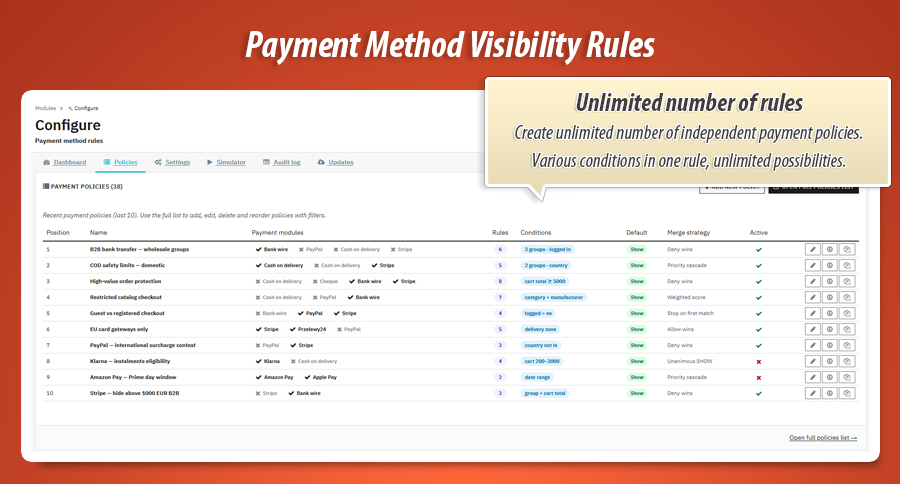 Image 6: Conditional Payment Method Rules