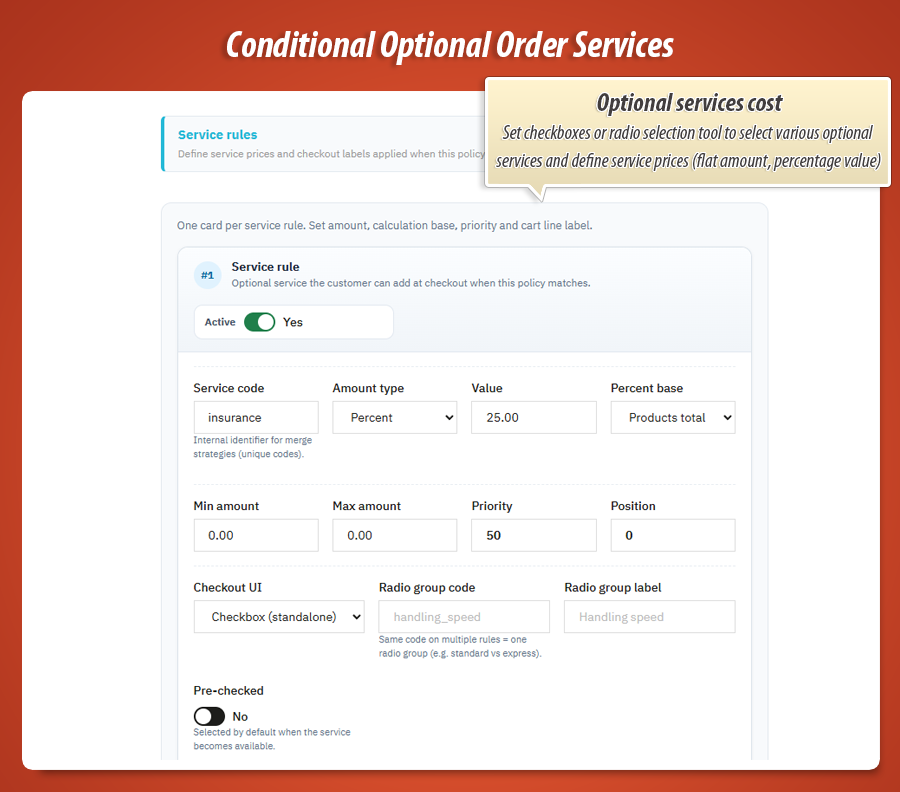 Photo 1: Services optionnels conditionnels à la commande