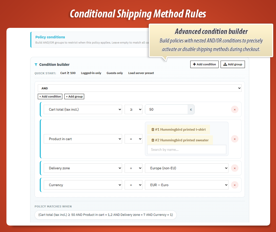 Image 5: Conditional Shipping Method Rules