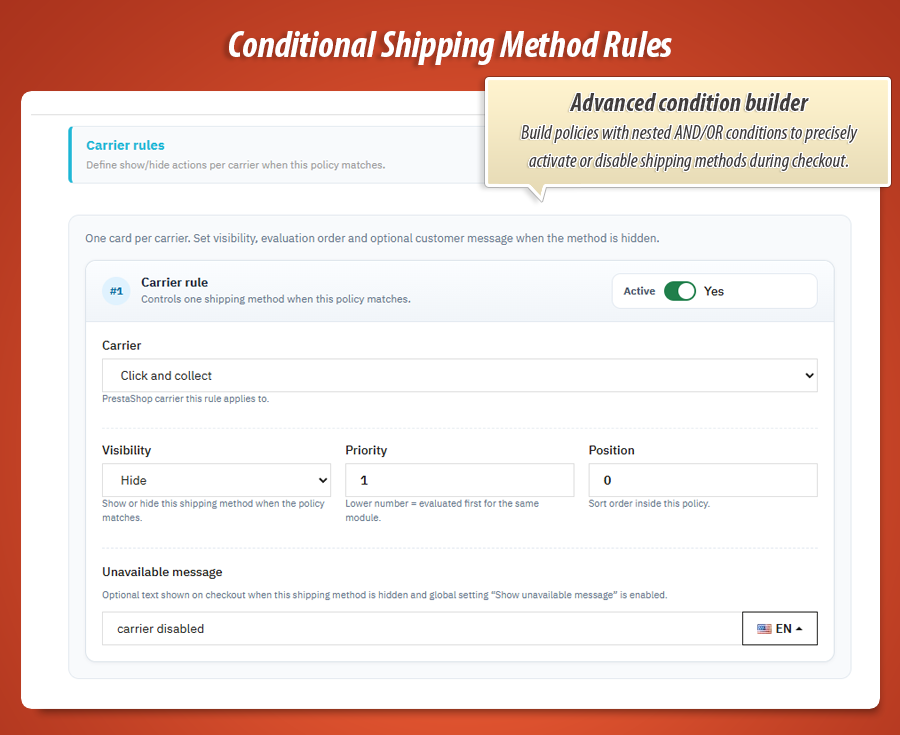 Image 4: Conditional Shipping Method Rules
