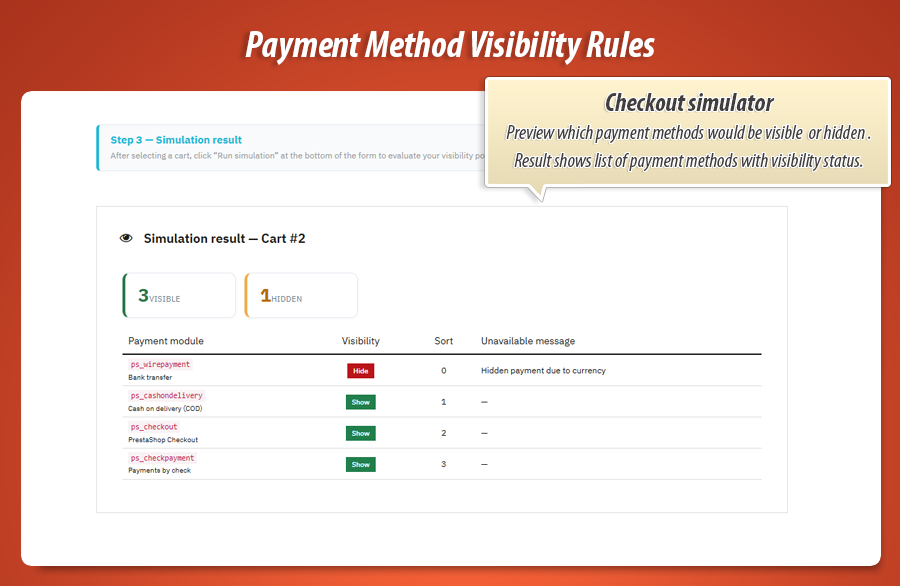 Image 1: Conditional Payment Method Rules