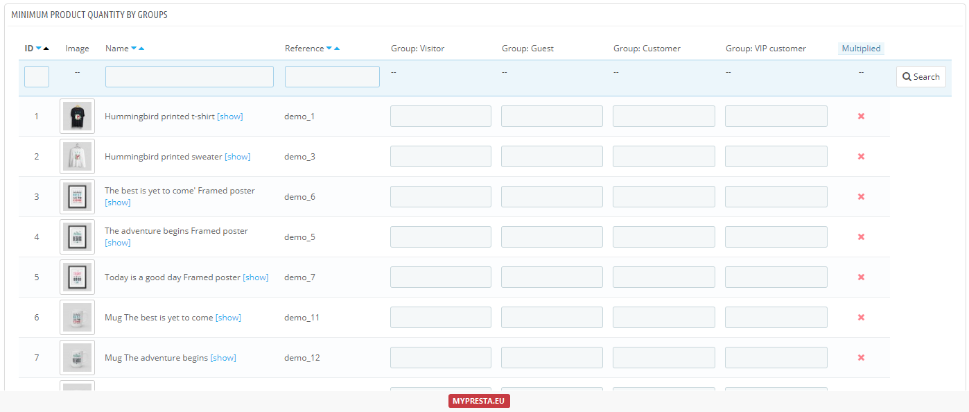 quick settings minimal product quantity